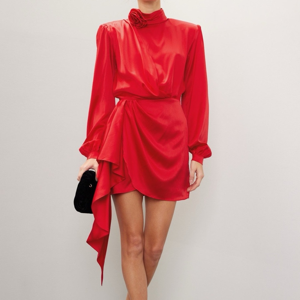 Ronny Kobo Rocky Dress in Red, XS
